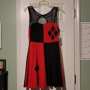 Red and black sleeveless Harley Quinn dress